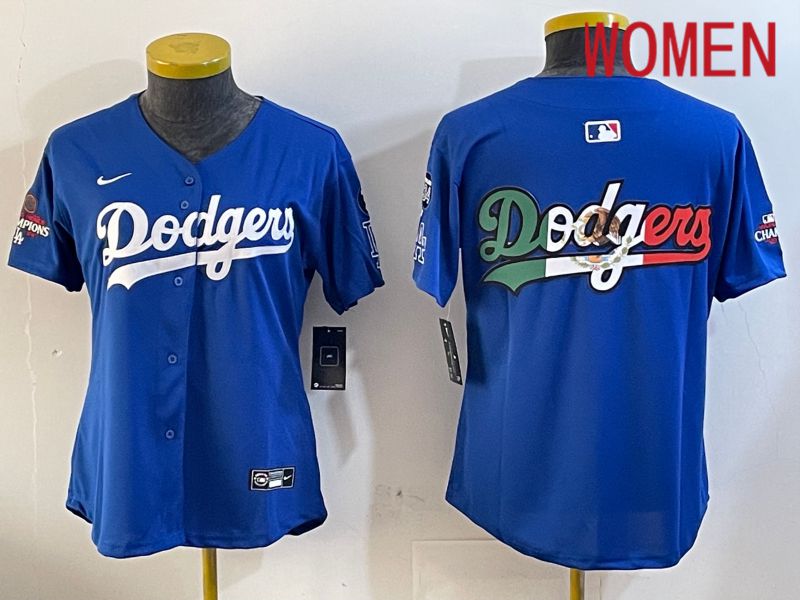 Women Los Angeles Dodgers Blank Blue Game 2024 Nike MLB Jersey style 12057